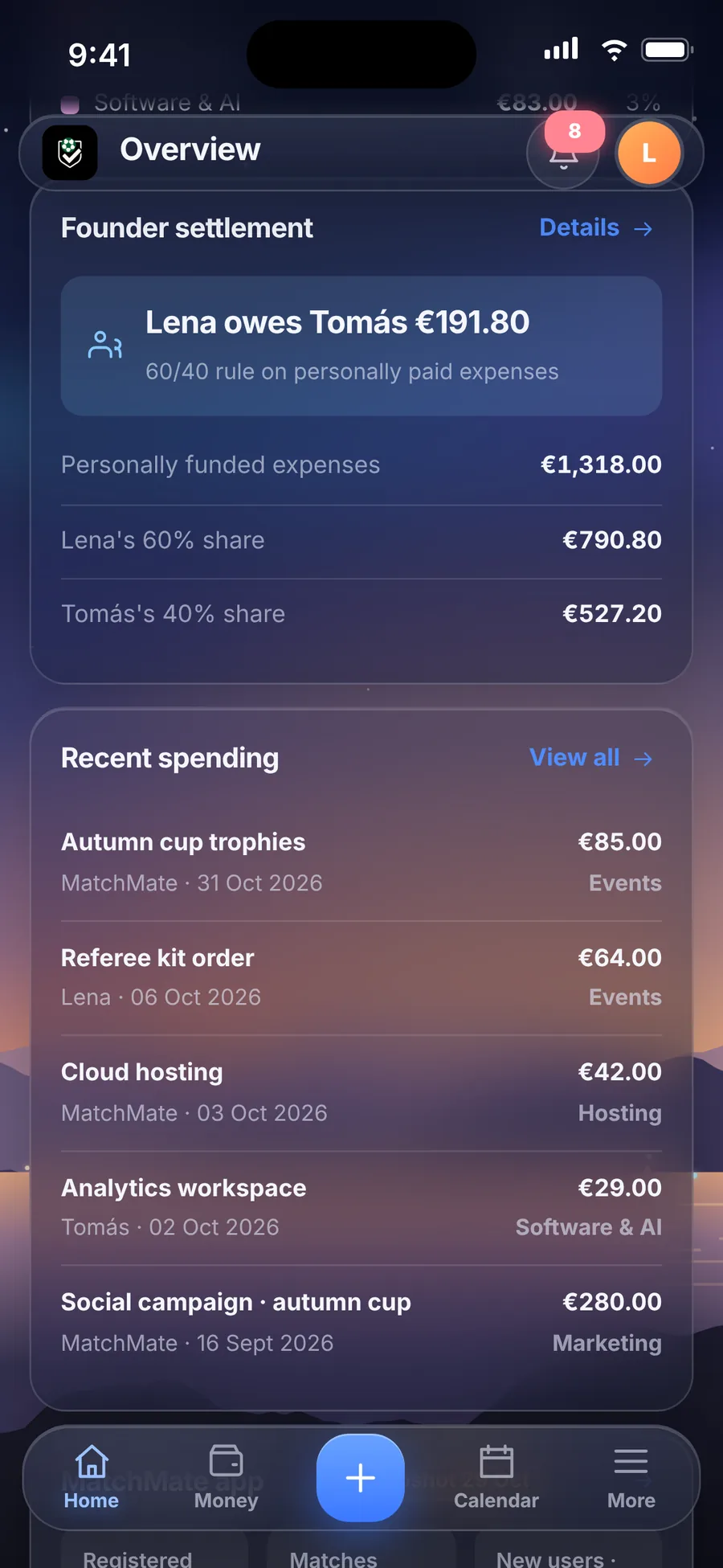 iPhone: founder settlement and recent spending
